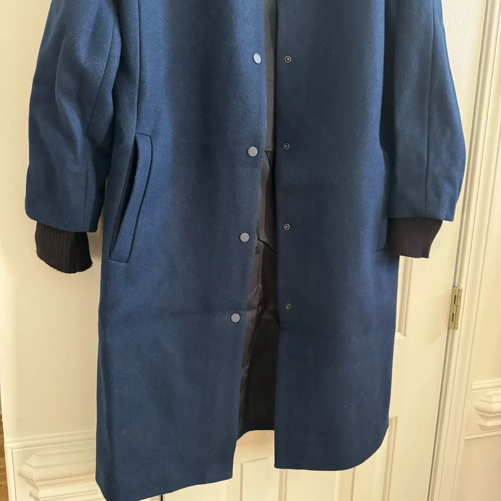 KATE SPADE SATURDAY | LONG BASEBALL WOOL COAT /  4CMU0356 ~NAVY 400 / Size XL